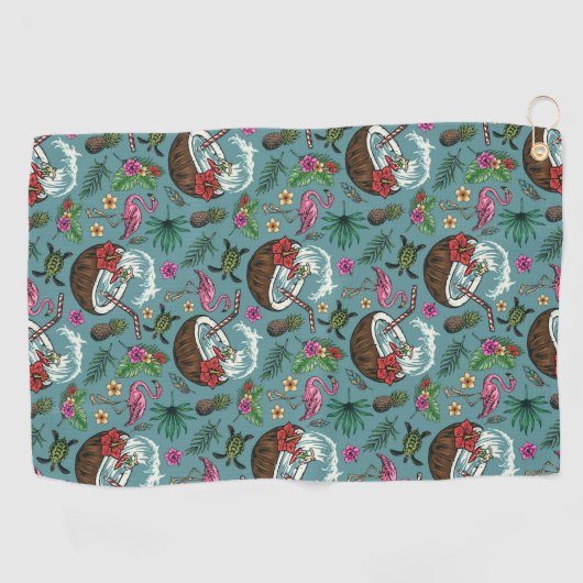 Serviette De Golf Motif à thème tropical surf rétro (Horizontal)