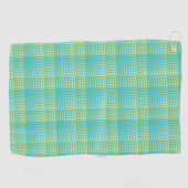 Serviette De Golf Motif Abstrait à Damier Bleu Vert (Horizontal)