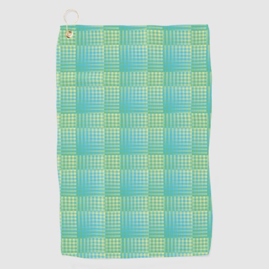 Serviette De Golf Motif Abstrait à Damier Bleu Vert (Devant)