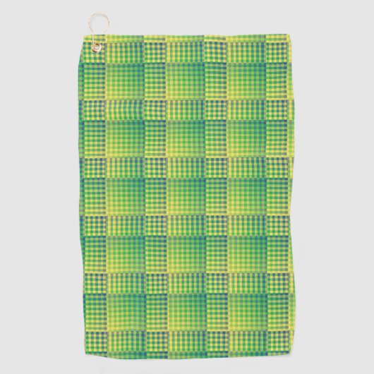 Serviette De Golf Motif Abstrait Damier Vert Bleu (Devant)