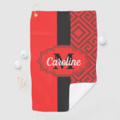 Serviette De Golf Motif Abstrait rouge (En situation)