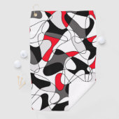 Serviette De Golf Motif Abstrait - rouge, gris, noir et blanc. (En situation)
