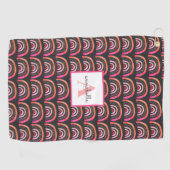 Serviette De Golf Motif arc-en-ciel monogramme rose rose (Horizontal)