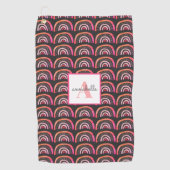 Serviette De Golf Motif arc-en-ciel monogramme rose rose (Devant)