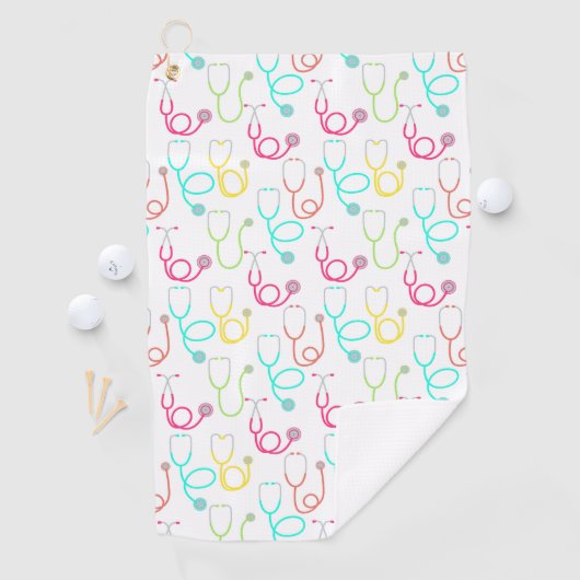 Serviette De Golf Motif au néon de stéthoscope (En situation)