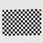 Serviette De Golf Motif blanc de noir classique de damier (Horizontal)