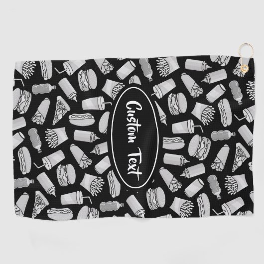 Serviette De Golf Motif blanc pour icônes de restauration rapide (Horizontal)