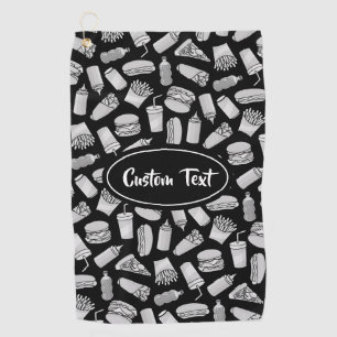 Serviette De Golf Motif blanc pour icônes de restauration rapide