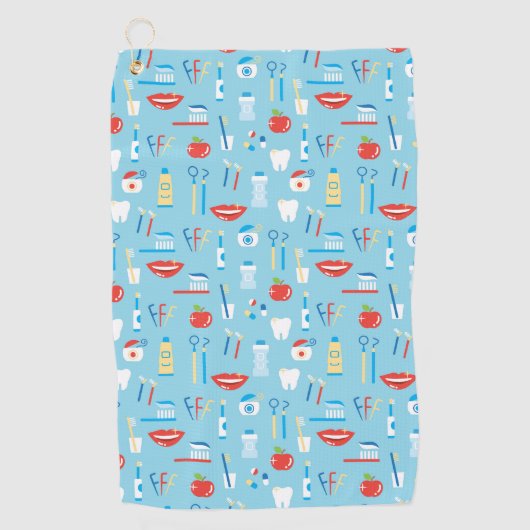 Serviette De Golf Motif bleu dentaire (Devant)