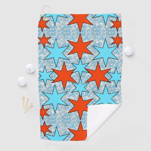 Serviette De Golf Motif Blue et Red Star (En situation)