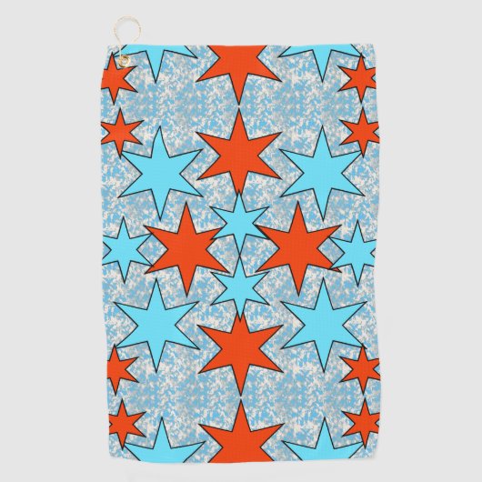 Serviette De Golf Motif Blue et Red Star (Devant)