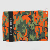 Serviette De Golf Motif Camouflage orange, Votre nom, Personnaliser (Horizontal)