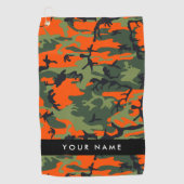 Serviette De Golf Motif Camouflage orange, Votre nom, Personnaliser (Devant)