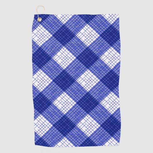 Serviette De Golf Motif carreaux bleu et blanc gras (Devant)