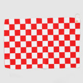 Serviette De Golf Motif chèque À damiers blanc rouge (Horizontal)