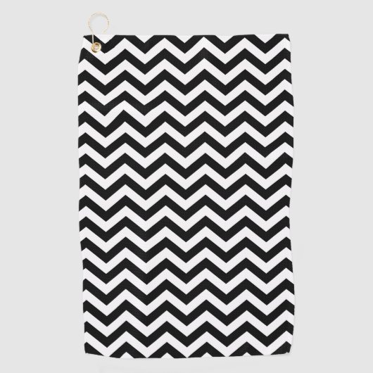 Serviette De Golf Motif Chevron noir et blanc (Devant)