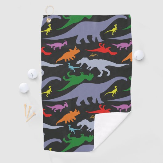 Serviette De Golf Motif coloré de dinosaure (foncé) (En situation)