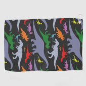 Serviette De Golf Motif coloré de dinosaure (foncé) (Horizontal)