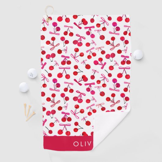 Serviette De Golf Motif Coquette Cherry & bow (En situation)