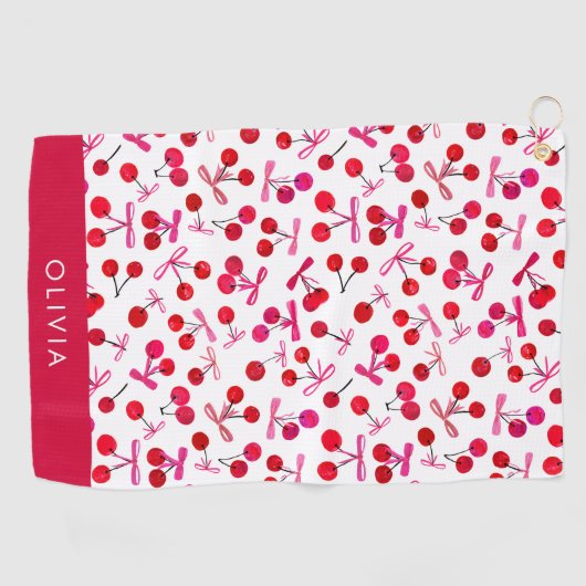 Serviette De Golf Motif Coquette Cherry & bow (Horizontal)