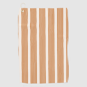 Serviette De Golf Motif couleur orange brun et beige cinq rayures