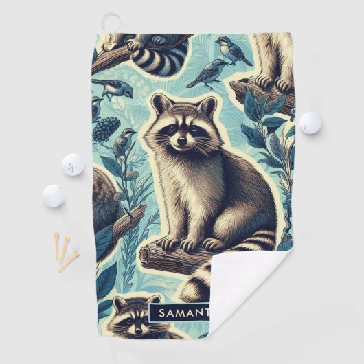 Serviette De Golf Motif Cute Racoon (En situation)