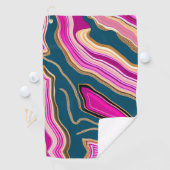 Serviette De Golf Motif d'agate rose et bleu (En situation)