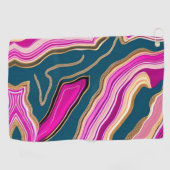 Serviette De Golf Motif d'agate rose et bleu (Horizontal)