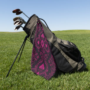 Serviette De Golf Motif damassé gothique violet et noir