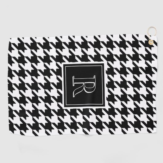 Serviette De Golf Motif damier monogrammé noir et blanc (Horizontal)