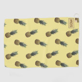 Serviette De Golf Motif d'ananas tropical jaune pâle Monogramme (Horizontal)