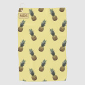Serviette De Golf Motif d'ananas tropical jaune pâle Monogramme (Devant)