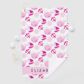 Serviette De Golf Motif De Baleines, Baleines Roses, Votre Nom (En situation)