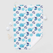 Serviette De Golf Motif De Baleines, Beaux Baleines, Baleines Bleues (En situation)