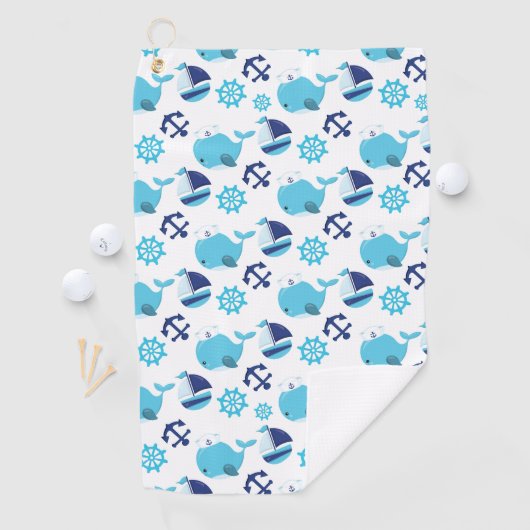 Serviette De Golf Motif De Baleines, Beaux Baleines, Baleines Bleues (En situation)