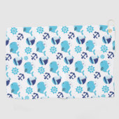 Serviette De Golf Motif De Baleines, Beaux Baleines, Baleines Bleues (Horizontal)
