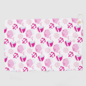 Serviette De Golf Motif De Baleines, Beaux Baleines, Baleines Roses (Horizontal)