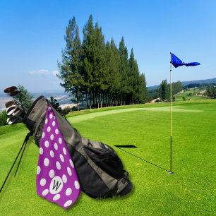 Serviette De Golf Motif de balle de golf magenta Monogramme personna
