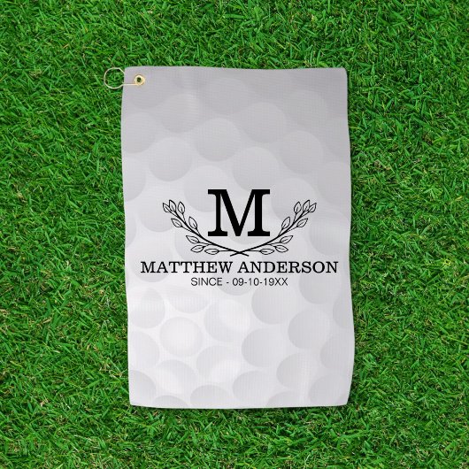 Serviette De Golf Motif de balle de golf personnalisé Nom Monogramme