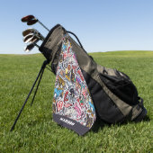 Serviette De Golf Motif de bandes dessinées de l'école de texte pers (Vert)
