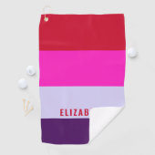 Serviette De Golf Motif de bandes rouge, rose et violet (En situation)
