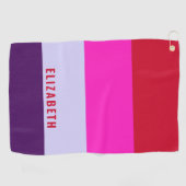 Serviette De Golf Motif de bandes rouge, rose et violet (Horizontal)
