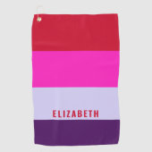 Serviette De Golf Motif de bandes rouge, rose et violet (Devant)