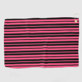 Serviette De Golf Motif de bandes verticales en noir rose (Horizontal)