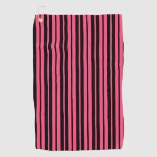 Serviette De Golf Motif de bandes verticales en noir rose