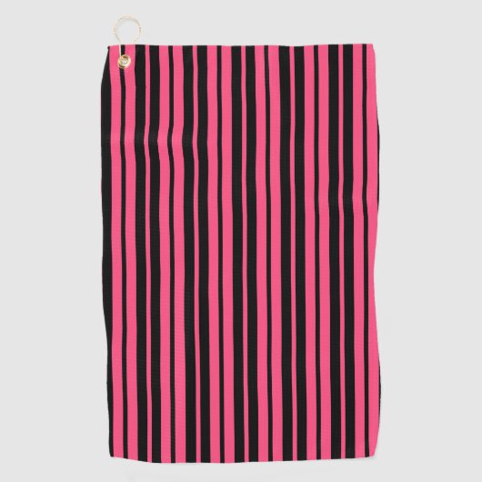 Serviette De Golf Motif de bandes verticales en noir rose (Devant)