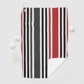 Serviette De Golf Motif de bandes verticales gris-noir rouge (En situation)