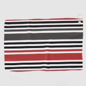 Serviette De Golf Motif de bandes verticales gris-noir rouge (Horizontal)