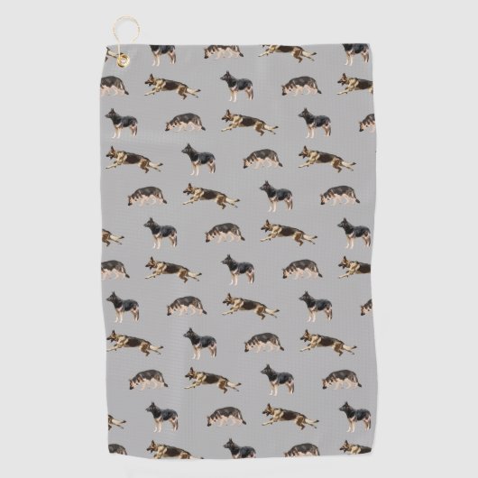 Serviette De Golf Motif de berger allemand (gris) (Devant)