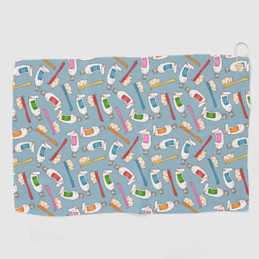 Serviette De Golf Motif de brosse à dents et de pâte dentifrice (Horizontal)